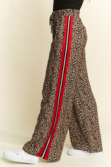 Women Contrast Leopard Red Panel Pant