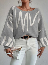 Women Ballon Sleeve Design Sweater