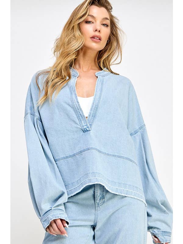 Women Denim Oversized Tunic By Miss Love