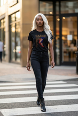Women & Juniors Short Sleeve Tee Shirt - Rhinestone Savage By Bling Bling U Sparkle Girl