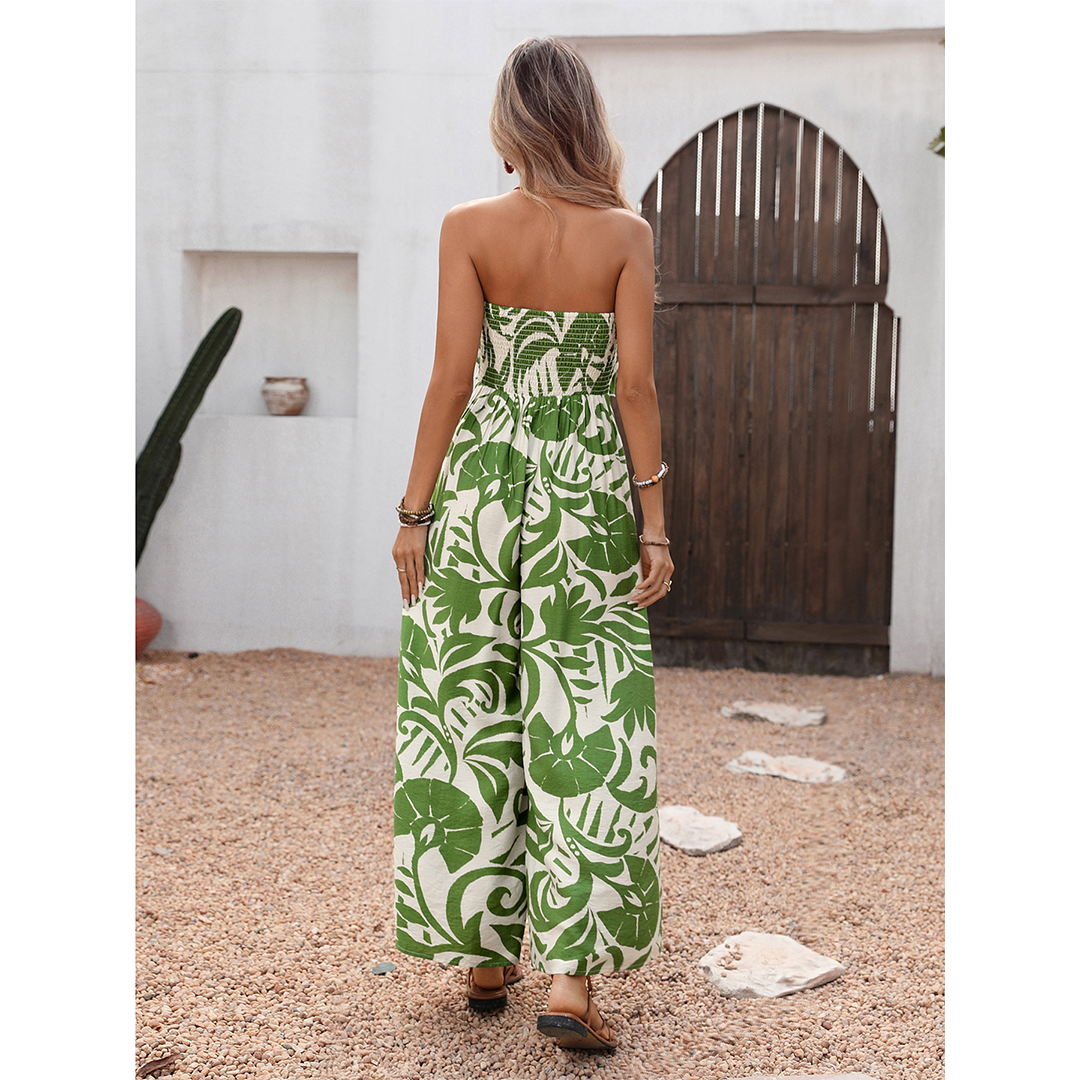 Elegant Strapless Printed Sleeveless Jumpsuit
