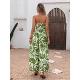 Elegant Strapless Printed Sleeveless Jumpsuit
