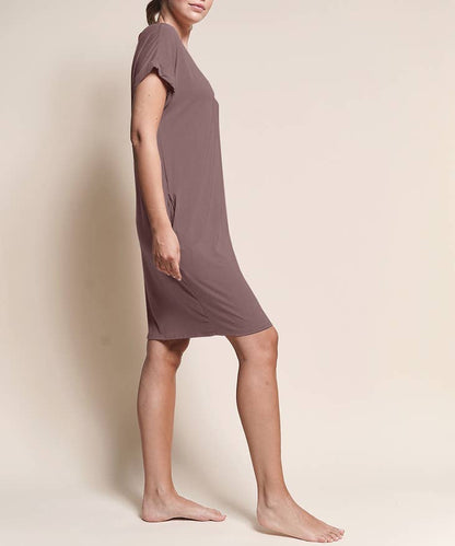 Women Short Sleeve Soft Bamboo Dress with Pockets