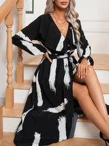 Women Graffiti Print Long Sleeve Dress