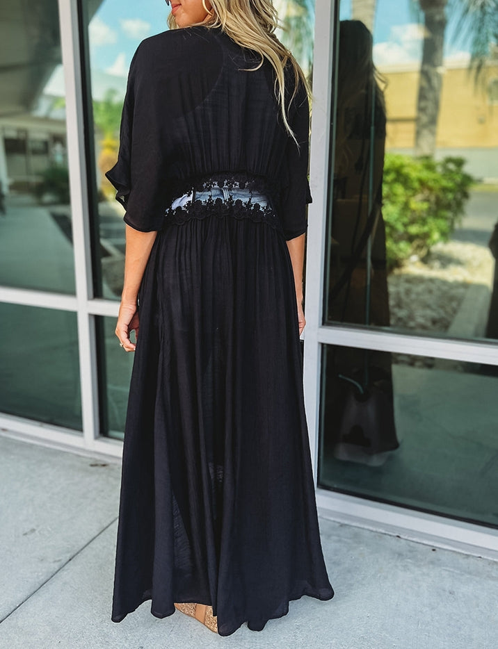 Women Open Front Maxi Kimono by Full Time Purchase