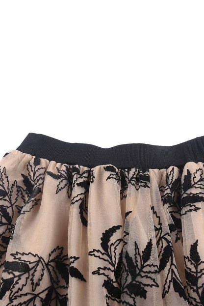 Women Skirt Floral Leaves Embroidered High Waist Skirt By Lovesoft