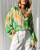 Women Print Long Sleeve Shirt Blouse