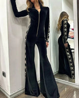 Women Elegant Velvet Jumpsuit Chic European Style