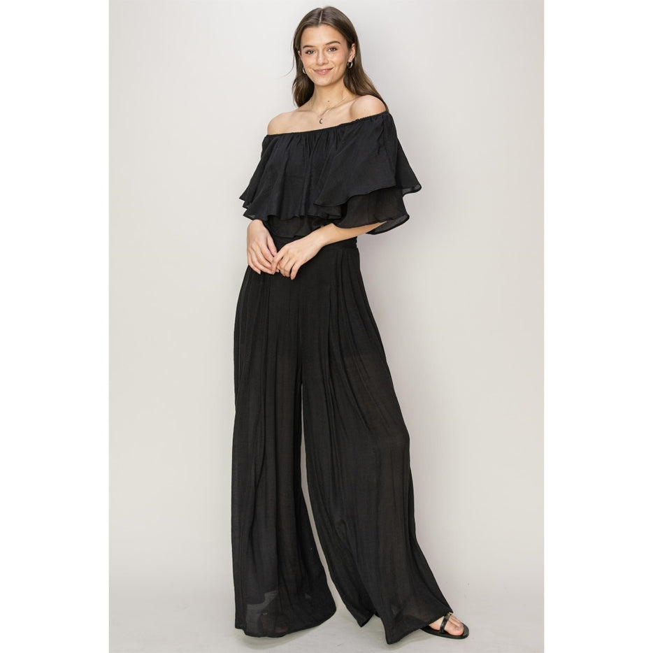 Women Palazzo Pants and Off the Shoulder 2 piece Set By Hyfve