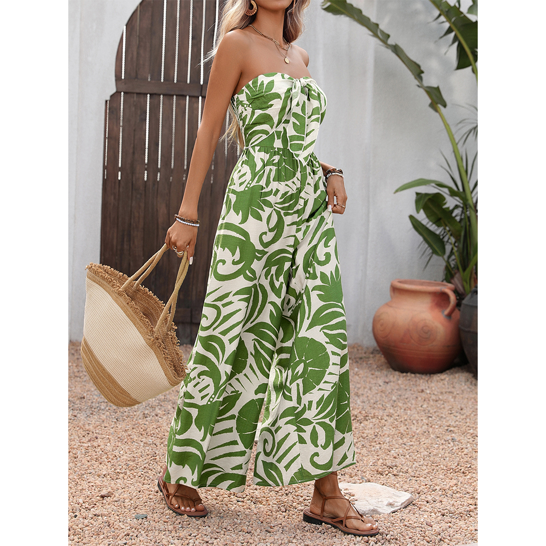 Elegant Strapless Printed Sleeveless Jumpsuit