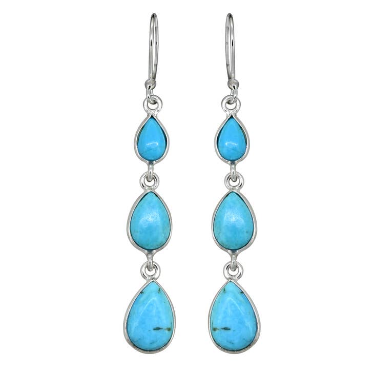 Women Blue Mohave 925 Sterling Silver Dangling Earrings