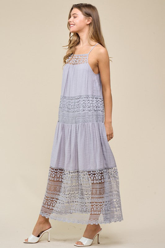 Women Midi Dress Lace with slip underneath By Doe and Rae