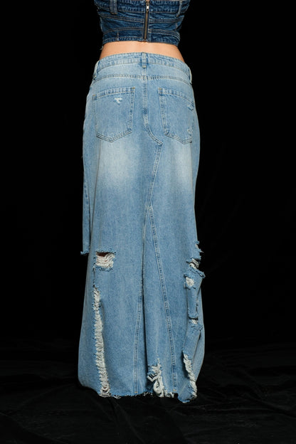 Junior Denim Maxi Skirt