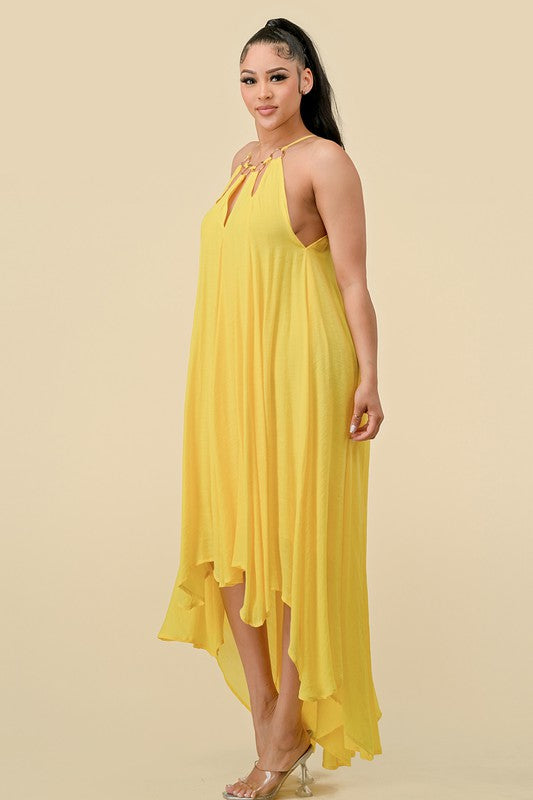 Women Maxi Dress Cutout with Gold Rings By The Sang