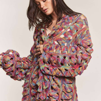 Women Multi Color Open Long Sleeve Sweater Cardigan