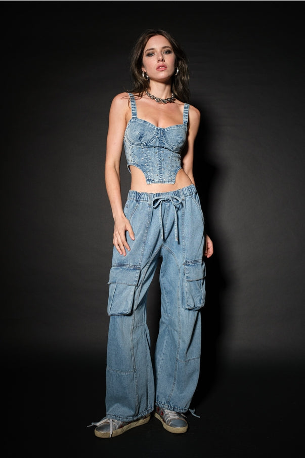 Junior Denim Corset Top