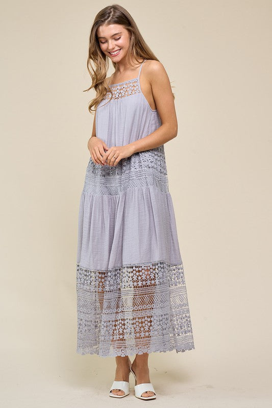 Women Midi Dress Lace with slip underneath By Doe and Rae