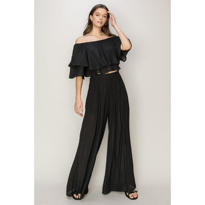 Women Palazzo Pants and Off the Shoulder 2 piece Set By Hyfve