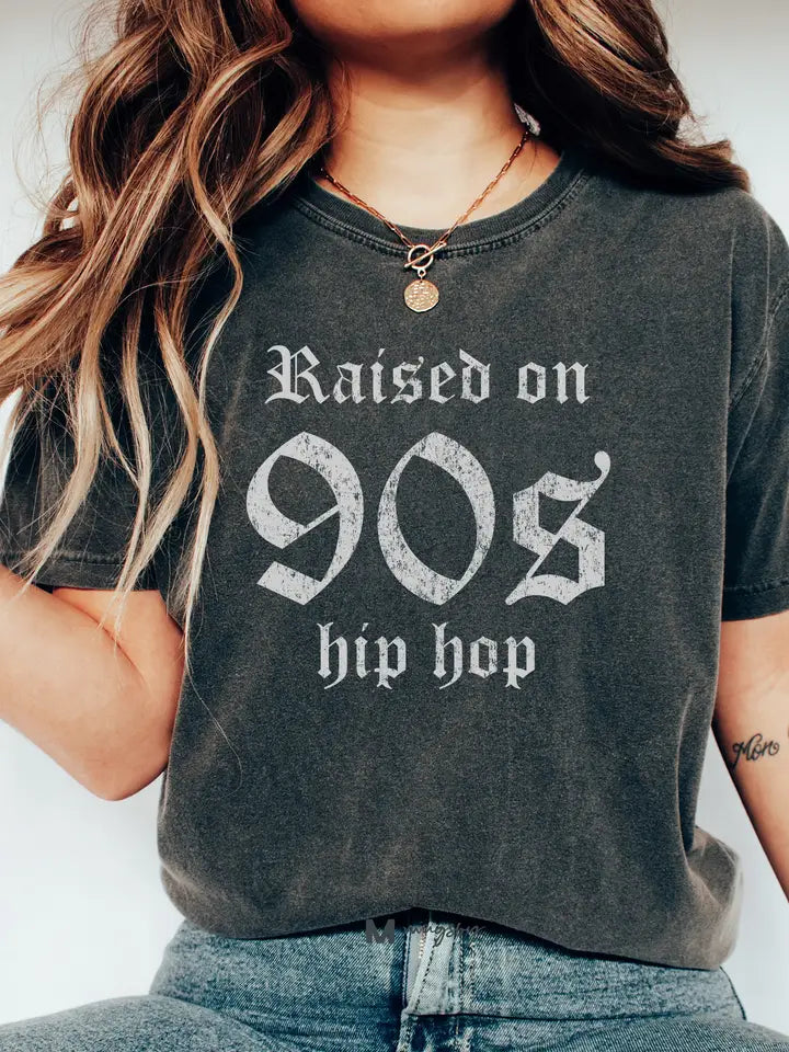 Women T shirt Raised on 90's Graphic