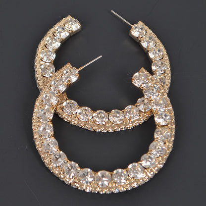 Women Hoop Earrings Gold and Rhinestone Crystal By Bling Bling U Sparkle Girl