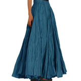 Summer Women's Solid Color A-Line Pleated Maxi Skirt