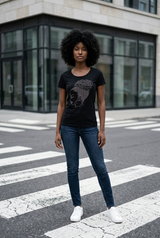 Women Short Sleeve T Shirt - Beauty Girl -Rhinestone