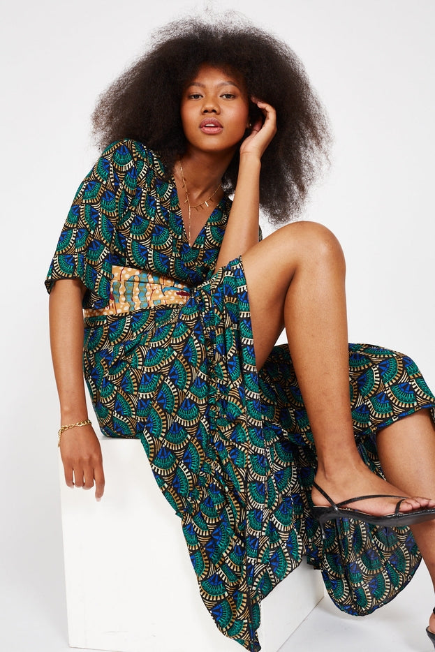 Women Wrap Dress Peacock Print Maxi Dress By Silk & Salt