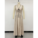 French Contrast Trim Tie-Waist Sleeveless Dress