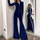 Women Elegant Velvet Jumpsuit Chic European Style