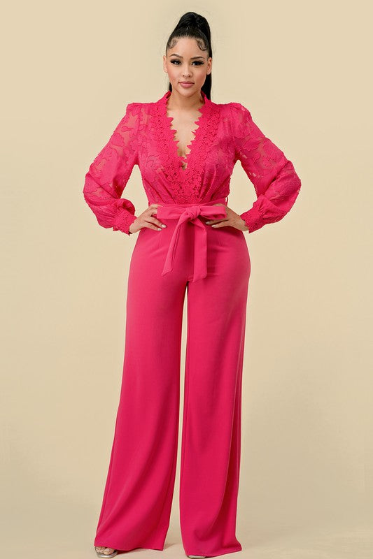 Women Jumpsuit Long Sleeve with Gorgeous lace detail By The Sang