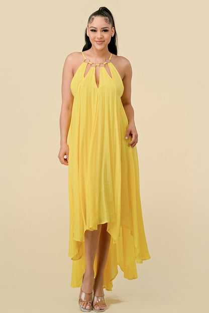 Women Maxi Dress Cutout with Gold Rings By The Sang