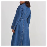 Women Maxi Denim Casual Coat