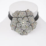 Women Choker Necklace Flower Rhinestone By Bling Bling U Sparkle Girl
