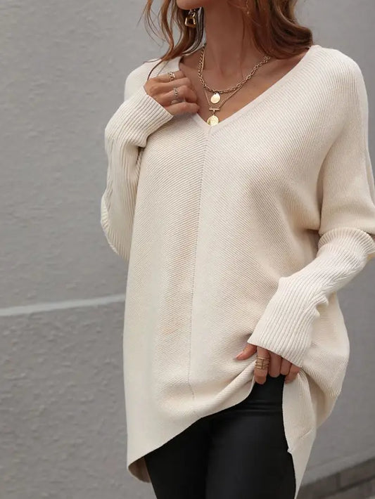 Women Front & Back V Neck Loose Sweater