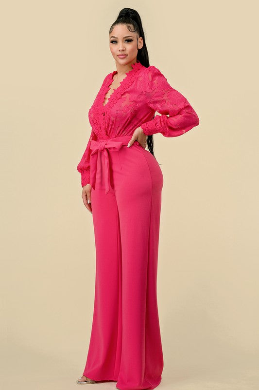 Women Jumpsuit Long Sleeve with Gorgeous lace detail By The Sang