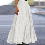 Summer Women's Solid Color A-Line Pleated Maxi Skirt