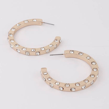 Women Gold Hoop Pave Earrings By Bling bling U Sparkle Girl