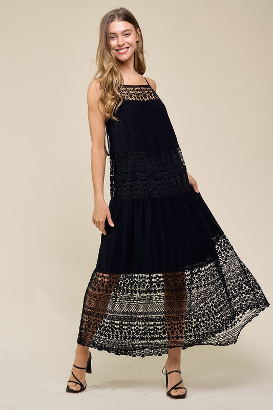 Women Lace Maxi Dress with slip underneath By Doe and Rae