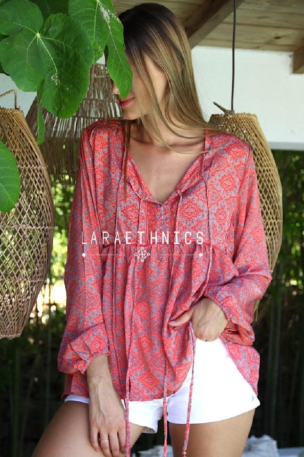 Women Tunic Blouse Feria Tahitoa Long Sleeve Boho