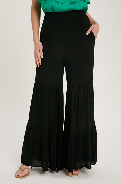 Women tiered ruffle high waisted wide-leg pant by Bluivy