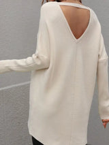 Women Front & Back V Neck Loose Sweater