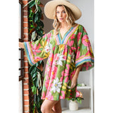 Women Dress Tunic Floral Print with Real Embroidery By Veveret