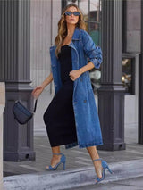Women Maxi Denim Casual Coat