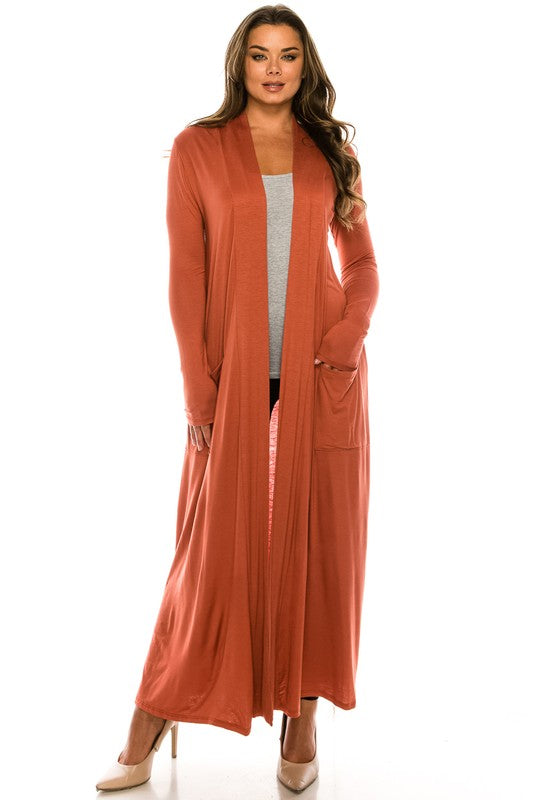 Women Sweater Maxi Cardigan with Pockets, By Lime all the Time