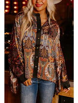 Women Baroque Paisley Boxy Over Sized Shirt