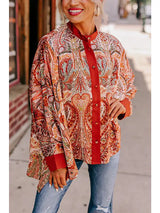 Women Baroque Paisley Boxy Over Sized Shirt