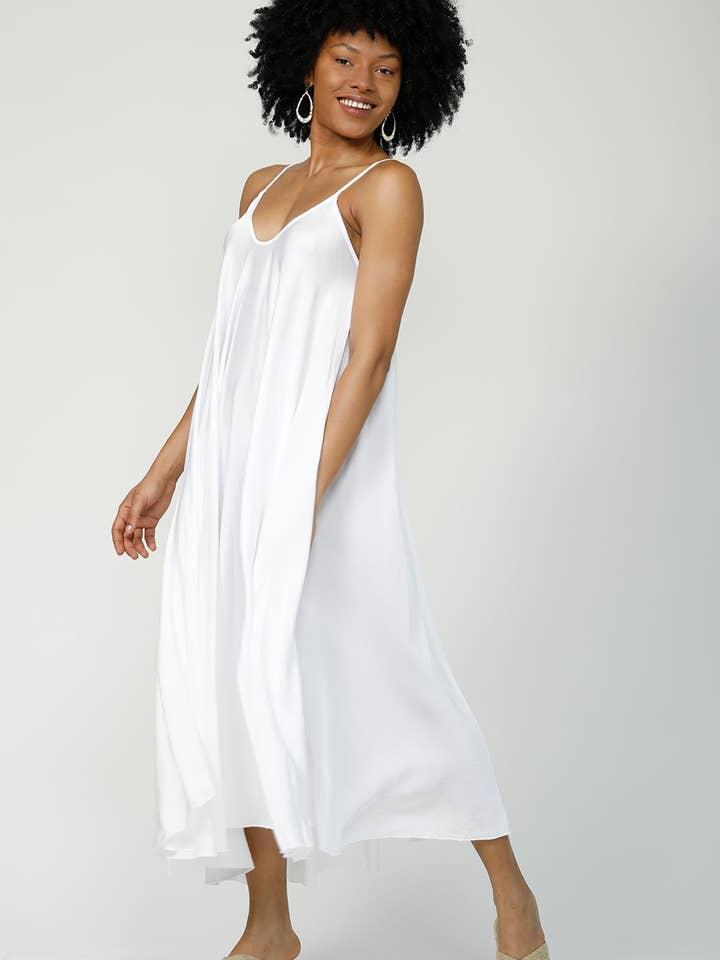 Women Flowy Oversized Dress Midi By Silk & Salt