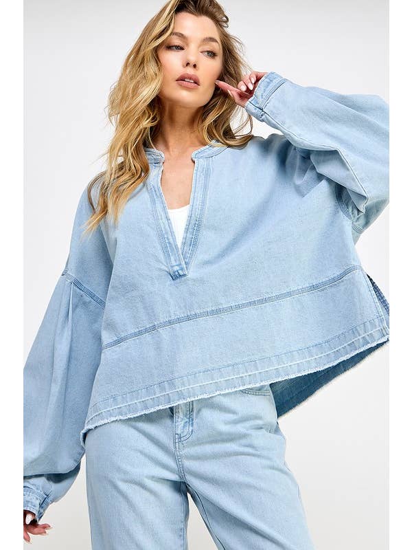 Women Denim Oversized Tunic By Miss Love