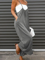 Women Spaghetti strap gathering Wide Leg Jumpsuit