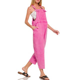 Women Washed Knot Strap Relaxed Fit Overalls